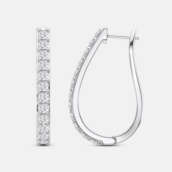 2 Carat Lab-Grown Diamond Prong-Set Oval Hoops — GILDED New York