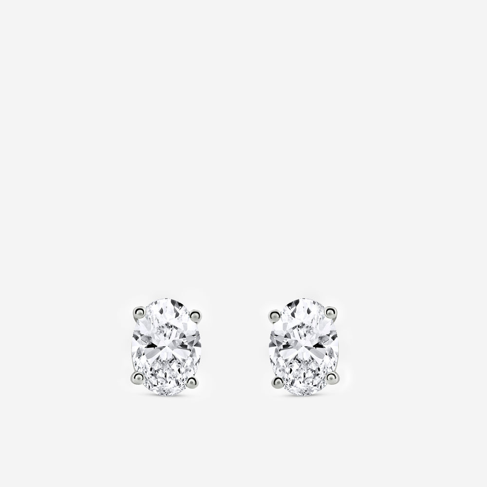 Gilded 1 Carat Lab-Grown Diamond Oval-Shaped Classic Solitaire Studs