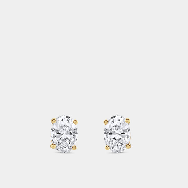1 Carat Lab-Grown Diamond Oval-Shaped Classic Solitaire Studs — GILDED New York