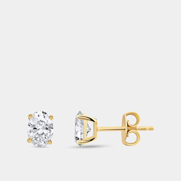 1 Carat Lab-Grown Diamond Oval-Shaped Classic Solitaire Studs — GILDED New York