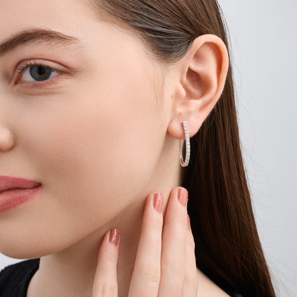 1 Carat Lab-Grown Diamond Prong-Set Oval Hoops — GILDED New York
