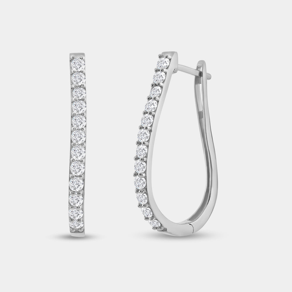 Gilded 1 Carat Lab-Grown Diamond Prong-Set Oval Hoops
