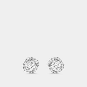 Gilded 1/2 Carat Lab-Grown Diamond Round-Shaped Stud Plus with a Fancy Halo