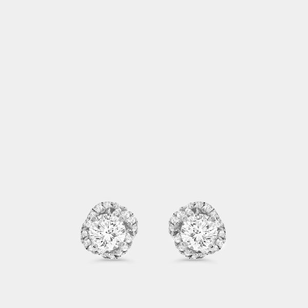 Gilded 1/2 Carat Lab-Grown Diamond Round-Shaped Stud Plus with a Fancy Halo