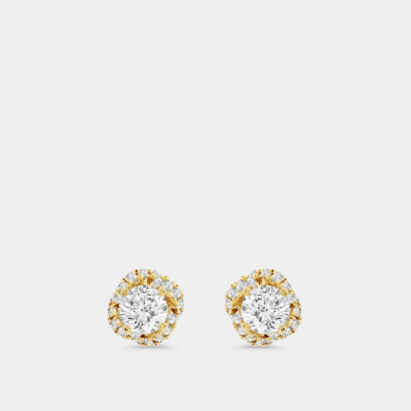 Gilded 1/2 Carat Lab-Grown Diamond Round-Shaped Stud Plus with a Fancy Halo