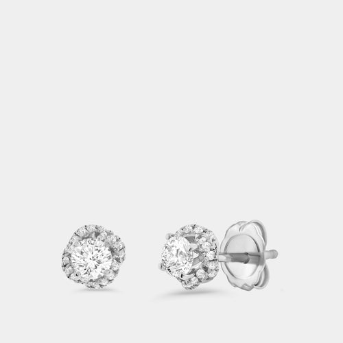 Gilded 1/2 Carat Lab-Grown Diamond Round-Shaped Stud Plus with a Fancy Halo