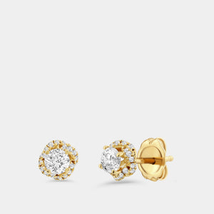 Gilded 1/2 Carat Lab-Grown Diamond Round-Shaped Stud Plus with a Fancy Halo