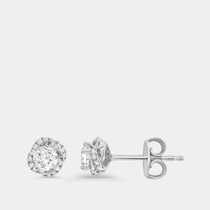 Gilded 1/2 Carat Lab-Grown Diamond Round-Shaped Stud Plus with a Fancy Halo