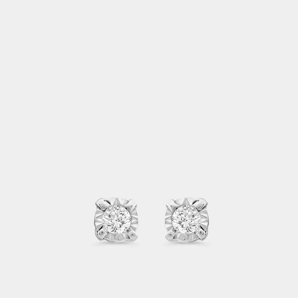 Gilded 1/10 Carat Lab-Grown Diamond Classic Solitaire Studs Set in an Illusion Plate