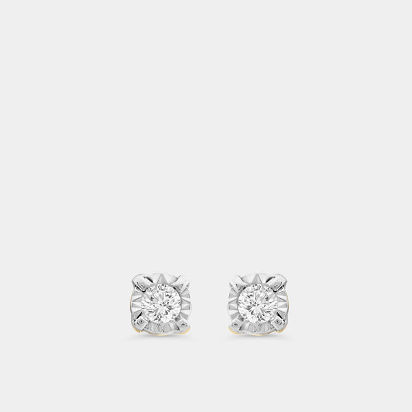 Gilded 1/10 Carat Lab-Grown Diamond Classic Solitaire Studs Set in an Illusion Plate