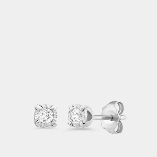 Gilded 1/10 Carat Lab-Grown Diamond Classic Solitaire Studs Set in an Illusion Plate