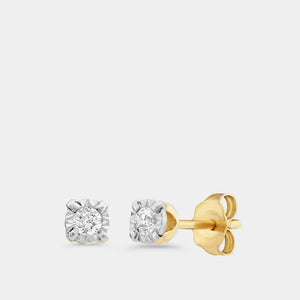 Gilded 1/10 Carat Lab-Grown Diamond Classic Solitaire Studs Set in an Illusion Plate