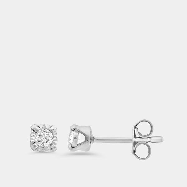 Gilded 1/10 Carat Lab-Grown Diamond Classic Solitaire Studs Set in an Illusion Plate