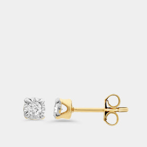 Gilded 1/10 Carat Lab-Grown Diamond Classic Solitaire Studs Set in an Illusion Plate