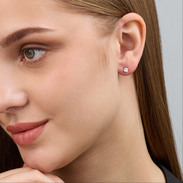 1/2 Carat Lab-Grown Diamond Princess-Cut Classic Solitaire Studs — GILDED New York