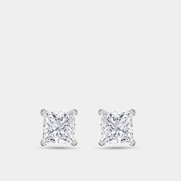 1/2 Carat Lab-Grown Diamond Princess-Cut Classic Solitaire Studs — GILDED New York