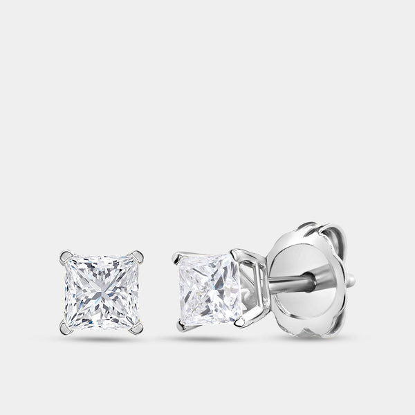 1/2 Carat Lab-Grown Diamond Princess-Cut Classic Solitaire Studs — GILDED New York