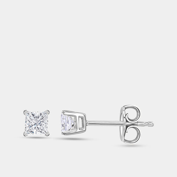 1/2 Carat Lab-Grown Diamond Princess-Cut Classic Solitaire Studs — GILDED New York