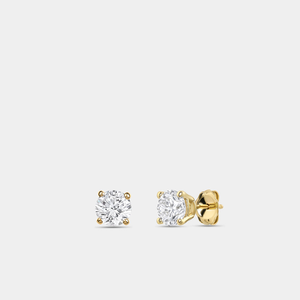 Gilded 3/4 Carat Lab-Grown Diamond Round-Shaped Classic Solitaire Studs