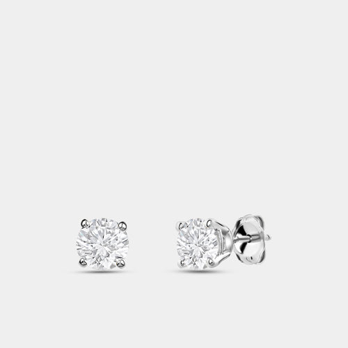 Gilded 3/4 Carat Lab-Grown Diamond Round-Shaped Classic Solitaire Studs