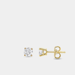 Gilded 3/4 Carat Lab-Grown Diamond Round-Shaped Classic Solitaire Studs