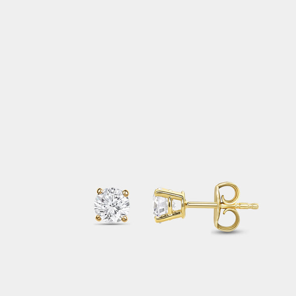 3/4 Carat Lab-Grown Diamond Round-Shaped Classic Solitaire Studs — GILDED New York