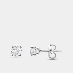 Gilded 3/4 Carat Lab-Grown Diamond Round-Shaped Classic Solitaire Studs