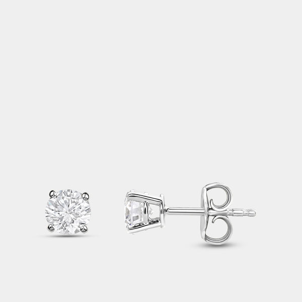 3/4 Carat Lab-Grown Diamond Round-Shaped Classic Solitaire Studs — GILDED New York
