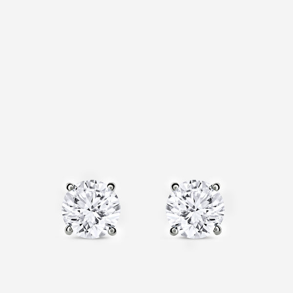 Gilded 2 Carat Lab-Grown Diamond Round-Shaped Classic Solitaire Studs