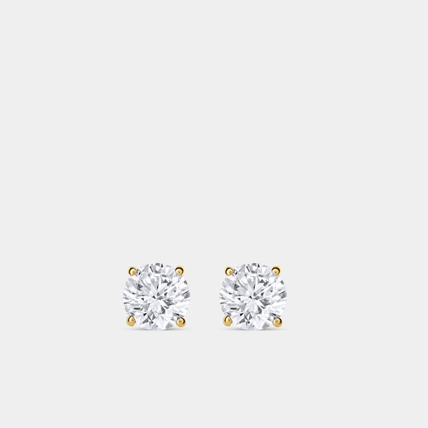 2 Carat Lab-Grown Diamond Round-Shaped Classic Solitaire Studs — GILDED New York