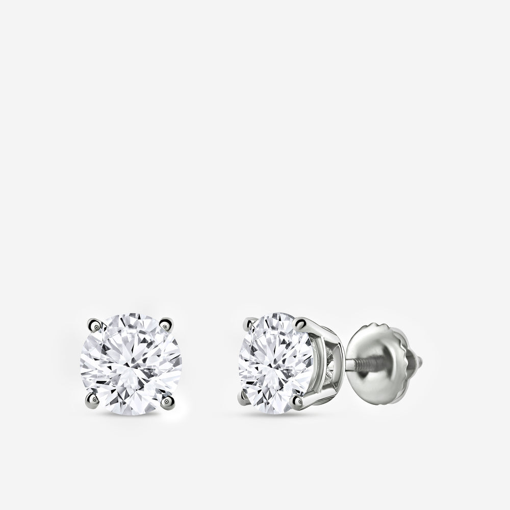 Gilded 2 Carat Lab-Grown Diamond Round-Shaped Classic Solitaire Studs
