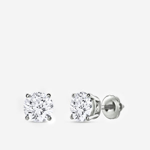 Gilded 2 Carat Lab-Grown Diamond Round-Shaped Classic Solitaire Studs