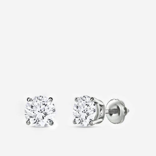 Gilded 2 Carat Lab-Grown Diamond Round-Shaped Classic Solitaire Studs