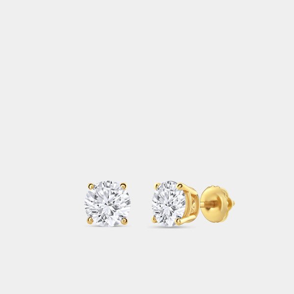 2 Carat Lab-Grown Diamond Round-Shaped Classic Solitaire Studs — GILDED New York