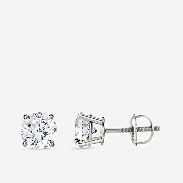 Gilded 2 Carat Lab-Grown Diamond Round-Shaped Classic Solitaire Studs