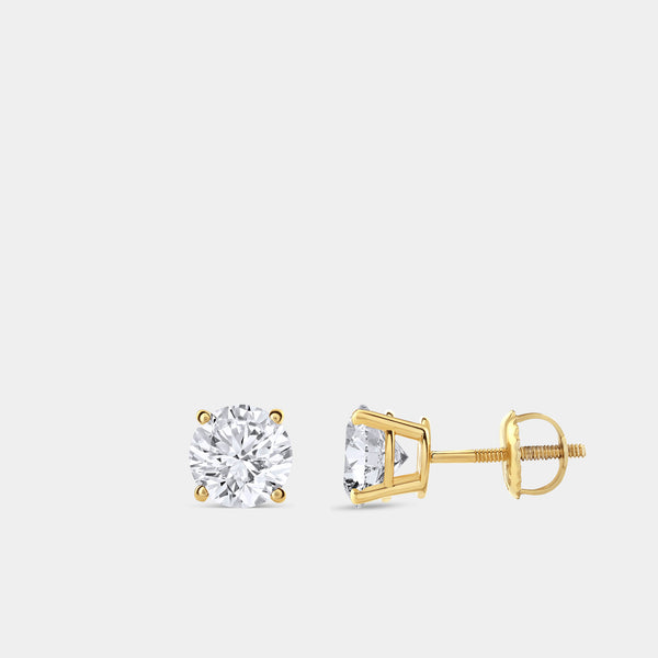 2 Carat Lab-Grown Diamond Round-Shaped Classic Solitaire Studs — GILDED New York