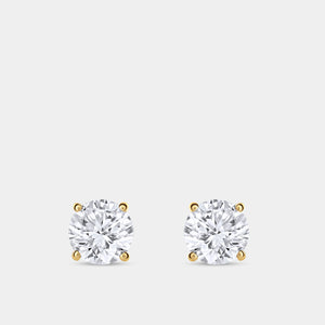 Gilded 2 Carat Lab-Grown Diamond Round-Shaped Classic Solitaire Studs