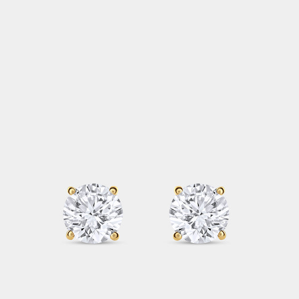 Gilded 2 Carat Lab-Grown Diamond Round-Shaped Classic Solitaire Studs