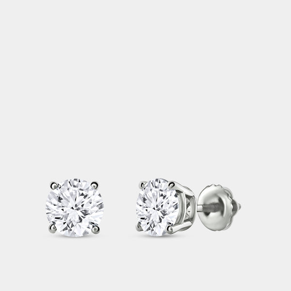 2 Carat Lab-Grown Diamond Round-Shaped Classic Solitaire Studs — GILDED New York