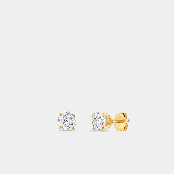 1/2 Carat Lab-Grown Diamond Round-Shaped Classic Solitaire Studs — GILDED New York