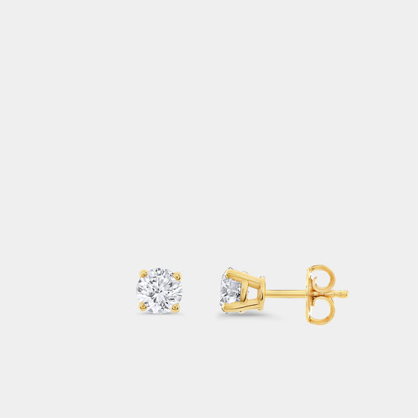 1/2 Carat Lab-Grown Diamond Round-Shaped Classic Solitaire Studs — GILDED New York