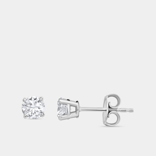 1/2 Carat Lab-Grown Diamond Round-Shaped Classic Solitaire Studs — GILDED New York