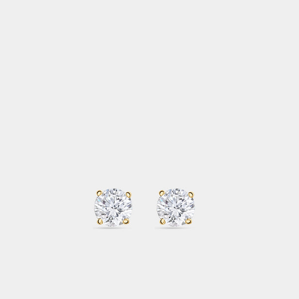 1 Carat Lab-Grown Diamond Round-Shaped Classic Solitaire Studs — GILDED New York