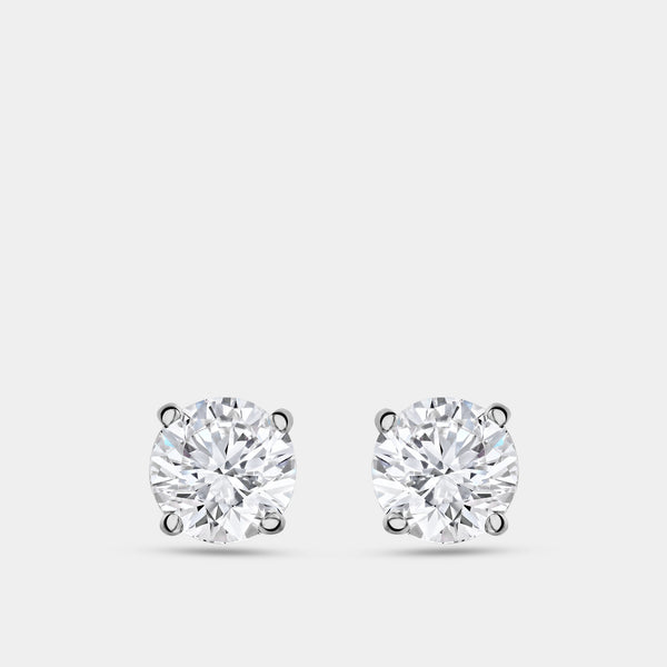 1 Carat Lab-Grown Diamond Round-Shaped Classic Solitaire Studs — GILDED New York