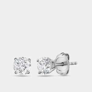 1 Carat Lab-Grown Diamond Round-Shaped Classic Solitaire Studs — GILDED New York