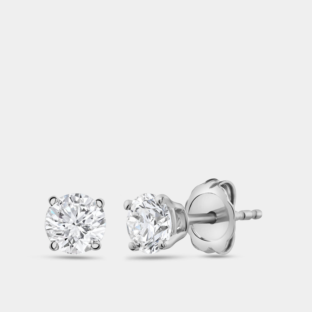 Gilded 1 Carat Lab-Grown Diamond Round-Shaped Classic Solitaire Studs