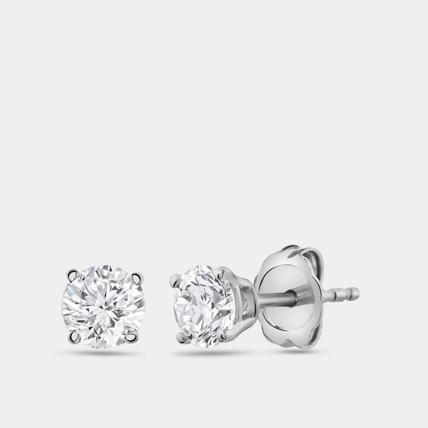 1 Carat Lab-Grown Diamond Round-Shaped Classic Solitaire Studs — GILDED New York