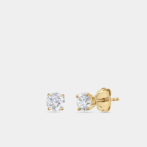1 Carat Lab-Grown Diamond Round-Shaped Classic Solitaire Studs — GILDED New York