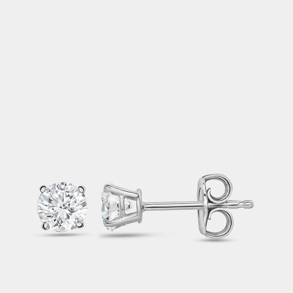 1 Carat Lab-Grown Diamond Round-Shaped Classic Solitaire Studs — GILDED New York