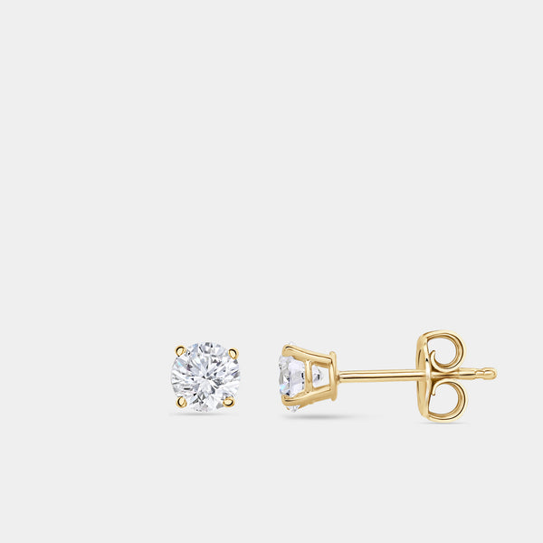1 Carat Lab-Grown Diamond Round-Shaped Classic Solitaire Studs — GILDED New York